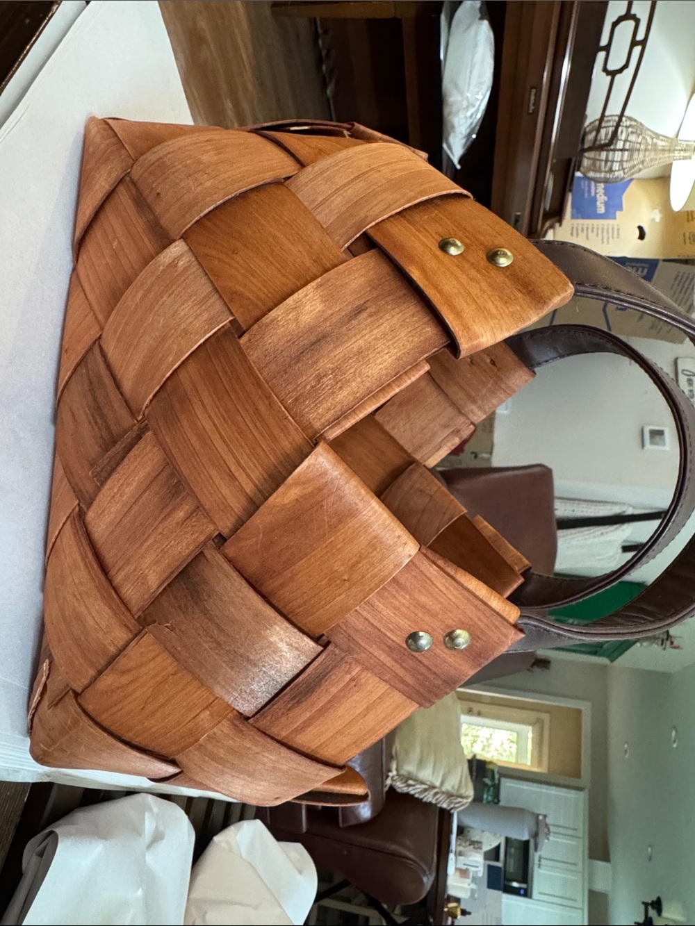 Source Unknown Woven Chestnut Brown Tote